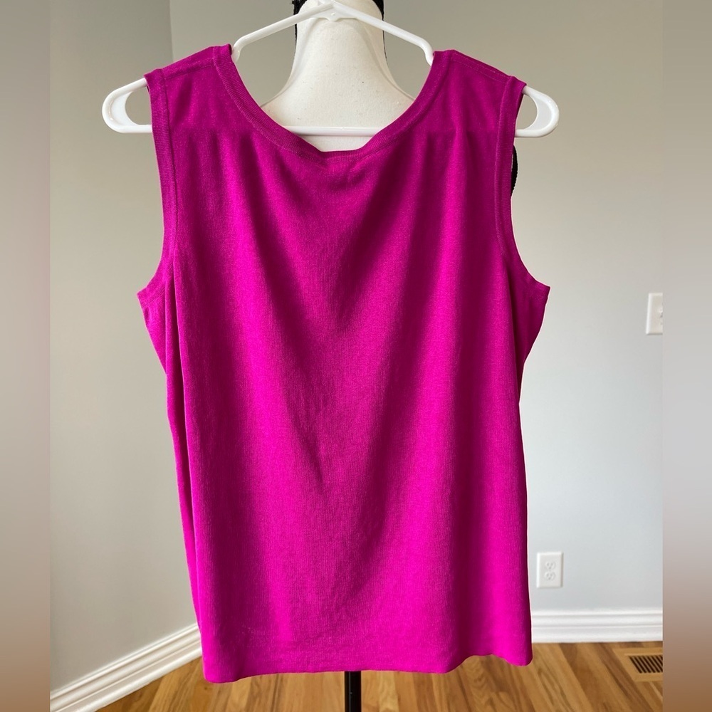 Ming Wang sized 0X fuchsia pink tank mature career work modest layer office - Picture 11 of 11